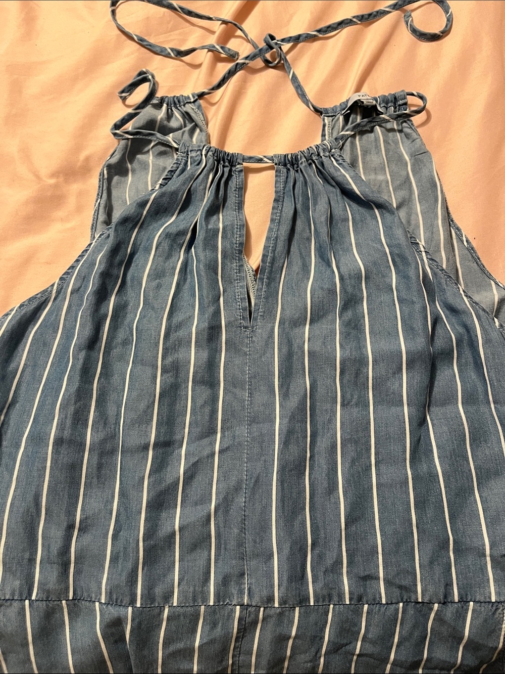 Fate Blue and White Striped Halter Tie-Back Camisole